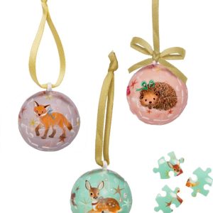 Mini Puzzle Boule – Animaux d’hiver dans la forêt de Noël / Spiegelburg