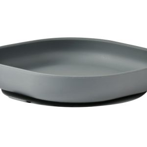 Assiette Siliconne à ventouse grise