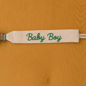 Attache tétine beige personnalisable