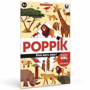 Poster pédagogique + 42 stickers – LA SAVANE / Poppik